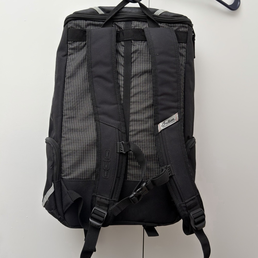 Indian Scout Motorcycle Ogio Backpack Black Gray Red Water Repel 18"x12" - Picture 9 of 16